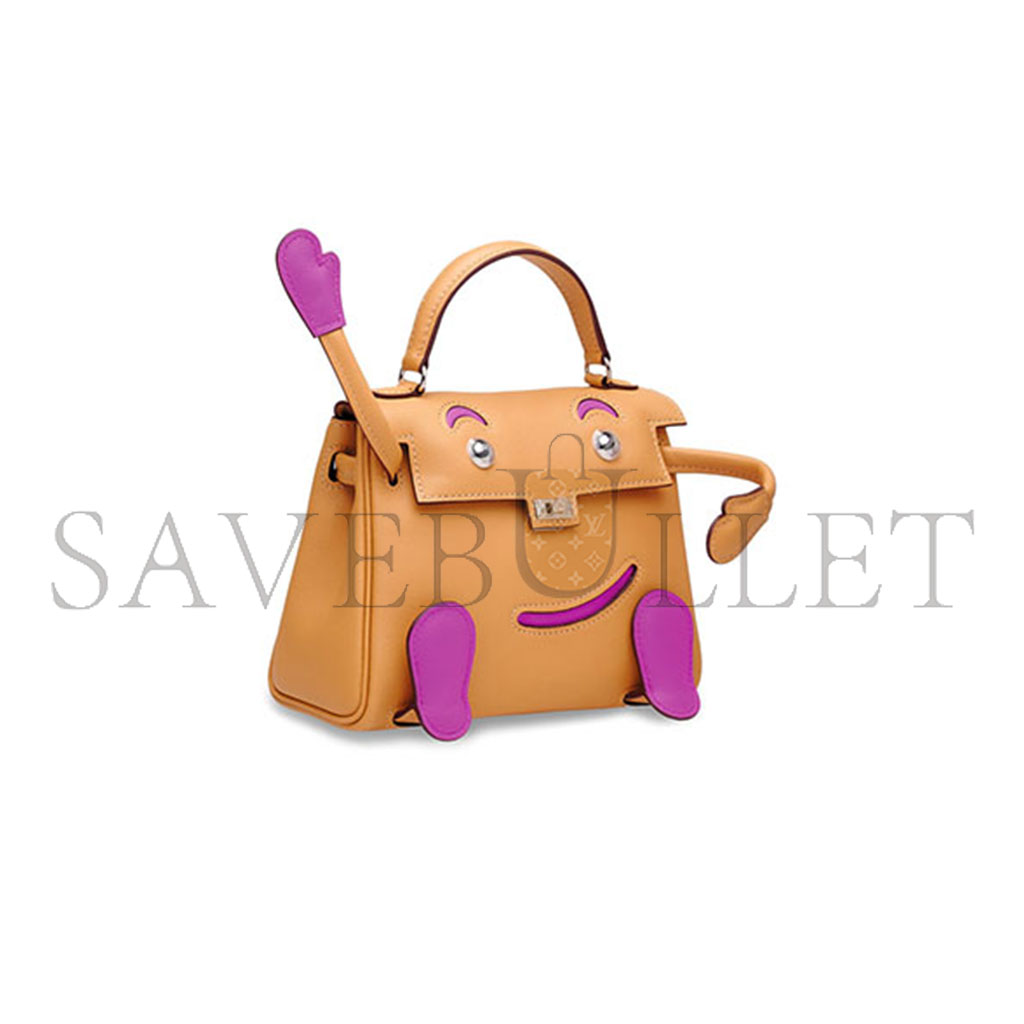 HERMES  KELLY SESAME &ROSE POURPRE SWIFT LEATHER QUELLE IDOLE WITH PALLADIUM HARDWARE 39875560964192 (17*12*6cm)